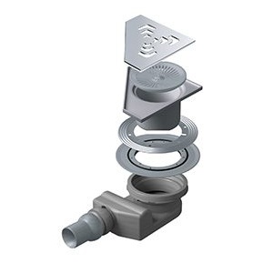 Угловой трап PESTAN Confluo Standard Angle 2, 200×200 мм, с гидроизоляционным фланцем