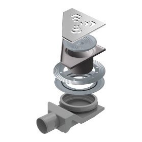 Угловой трап PESTAN Confluo Standard Angle 8, 200×200 мм, с гидроизоляционным фланцем