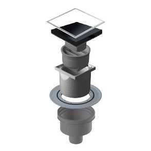 Трап PESTAN Confluo Standard Black Glass Vertical, 100×100 мм, с гидроизоляционным фланцем