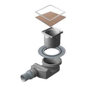 Трап PESTAN Confluo Standard Ceramic 4, 100×100 мм, с гидроизоляционным фланцем