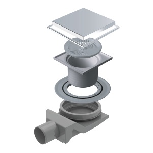 Трап PESTAN Confluo Standard Plate 8 (2 в 1), 150×150 мм, с гидроизоляционным фланцем