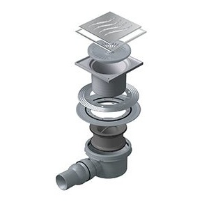 Трап PESTAN Confluo Standard Tide 1, 150×150 мм, с гидроизоляционным фланцем