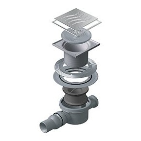 Трап PESTAN Confluo Standard Tide 2, 150×150 мм, с гидроизоляционным фланцем