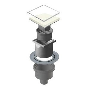 Трап PESTAN Confluo Standard White Glass Vertical, 100×100 мм, с гидроизоляционным фланцем